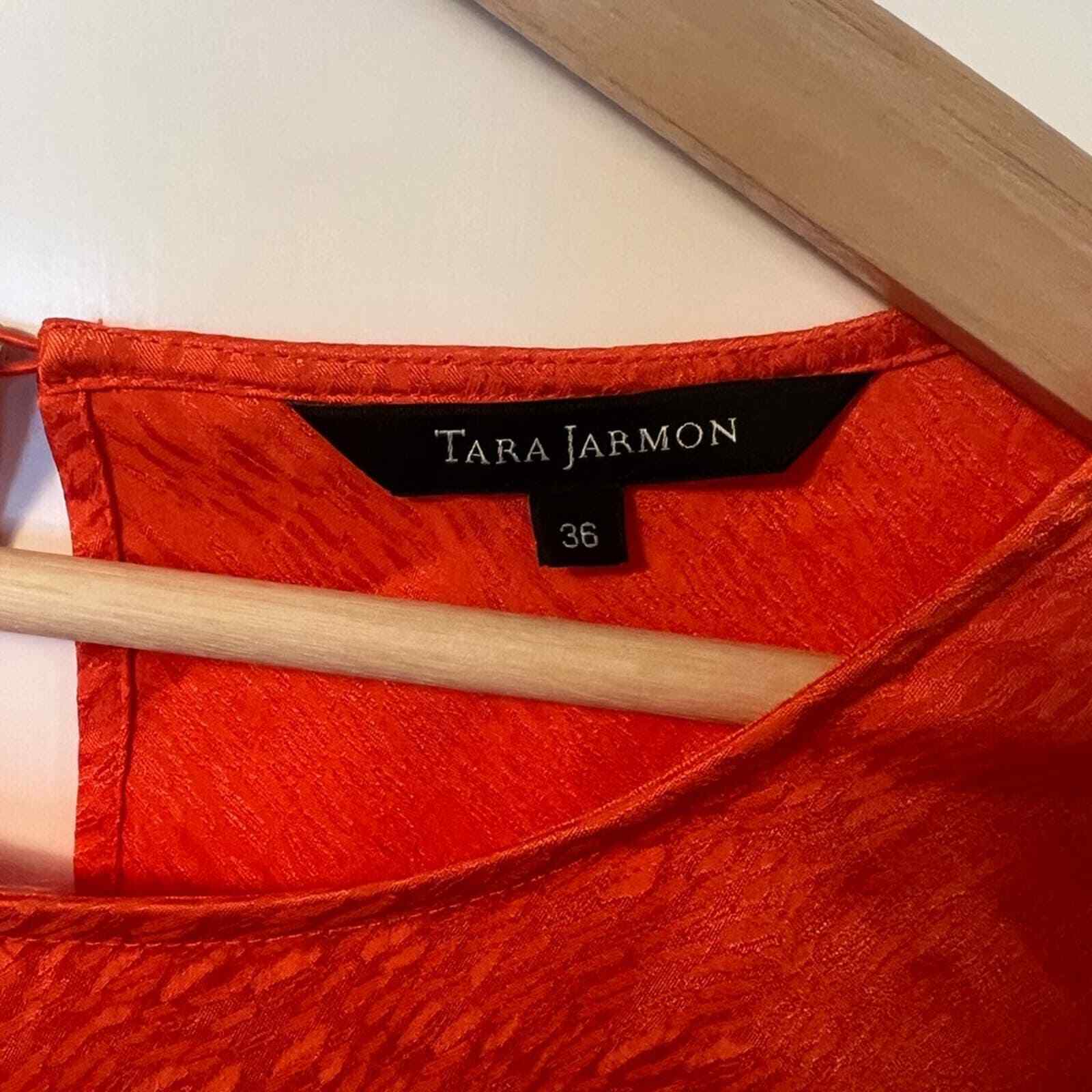 Tara Jarmon Silk Orange Red Long Sleeve Blouse Mi… - image 4