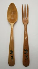 12 In Wooden Spoon & Fork Serving Set - Salad Set Painted handles Free Shipping 
