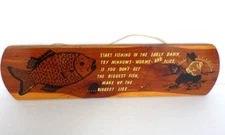 Solid Pine Wood Fishing Plaque Marked Yaupon Beach N.C. Novelty Man Cave Décor