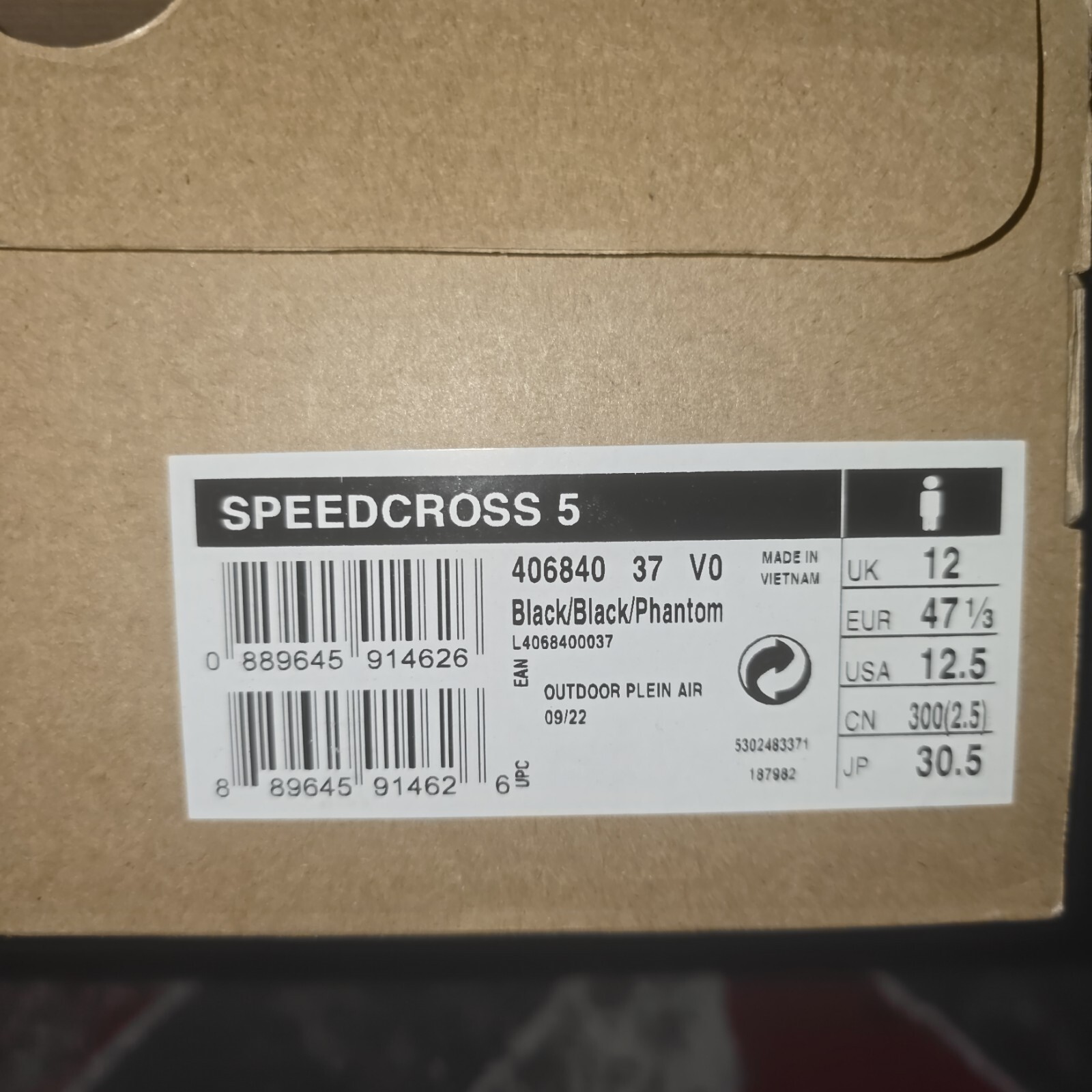 Salomon Speedcross 5 Scarpe da Trail Running Taglia 12.5 Nero Phantom