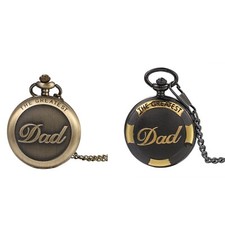 The GREATEST Dad Engraved Roman Numberals Quartz Pocket Watch Father's Day Gift