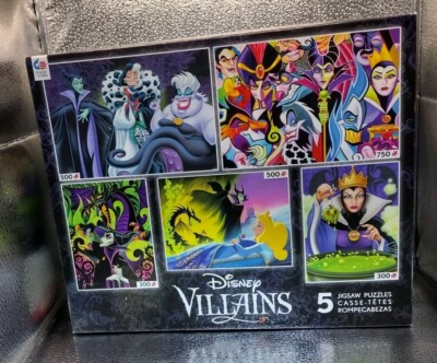 Disney villains jigsaw puzzles 5 pack by ceaco 2015 5 puzzles in one box 2015