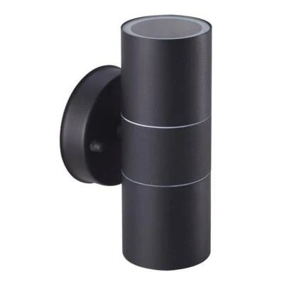 Grey Up And Down Biard Architect Ip54 Round Outdoor Gu10 Led Outdoor Up Down Wall Light Black Grey Stainless Steel