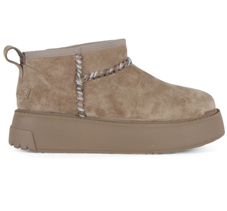 Colores De California Bota De Ante Con Costura Suela Sneakers Taupe