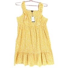 Who What Wear Women’s Sleeveless Tiered Polka Dot Maxi Sun Dress Yellow Size M
