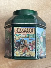 CRABTREE AND EVELYN LONDON SIX SIDED ENGLISH BREAKFAST TEA TIN 3 1/2” X 2/3/4W