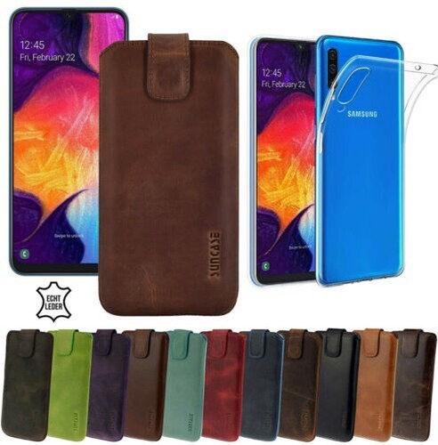Suncase - Custodia compatibile con OnePlus 9 Pro, con linguetta di estrazione, in pelle, colore: Cognac