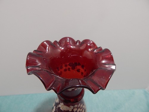 Vintage Venetian Glass Hand Blown Ruby Red Stained Vase - Picture 5 of 8