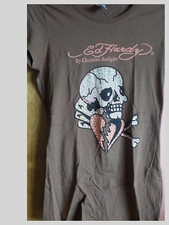 NWOT Ed Hardy by Christian Audigier Glitzed Skull Tee Size M