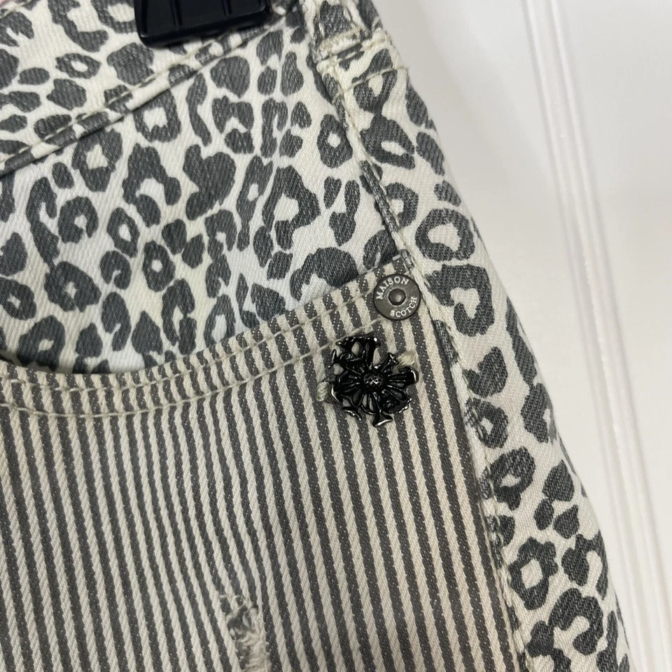 Maison Scotch Jean Shorts Size 25 Stripes Leopard Multicolor Casual - Image 3 of 4