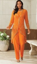Size 12 Ashro Yasia Orange Mother Of The Bride Wedding 3 Pc Duster Pant Set Suit
