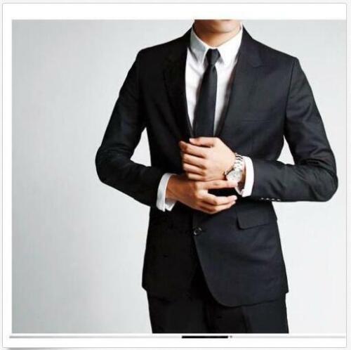 Neu formeller Herren Slim Fit stilvoller Anzug Anzüge zwei Knöpfe Anzug Set Jacke Hose Krawatte @ - Bild 18 von 26