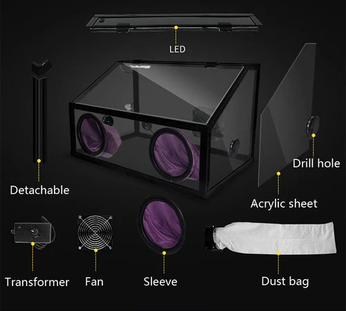 Dust Box 110V 3mm Fully Enclosed Electric Grinding Table Polisher Acrylic Cover - Picture 13 of 13