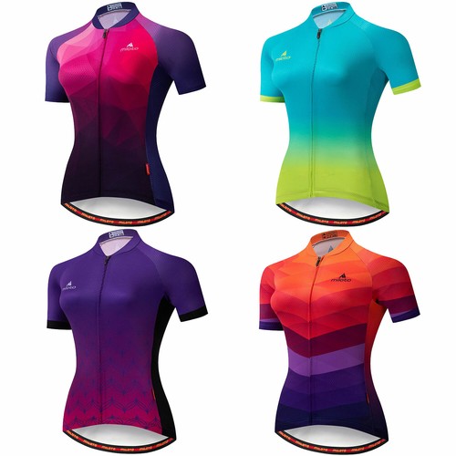 Camiseta deportiva de ciclismo de manga corta para mujer Miloto cremallera completa camisa de ciclismo reflectante - Imagen 1 de 16