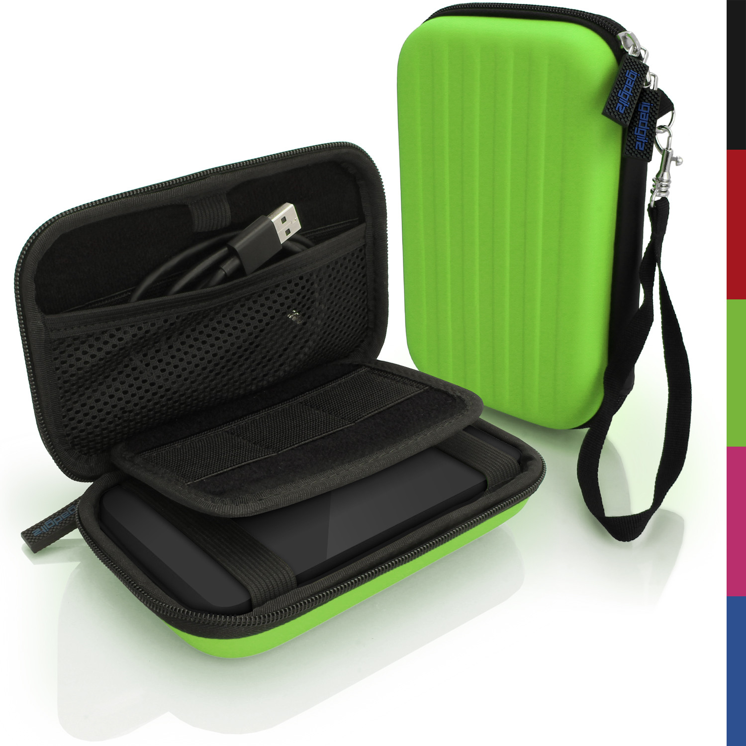 Green Hard Case Cover Pouch for Portable External Hard Drive 160 x 93.5 x 21.5mm