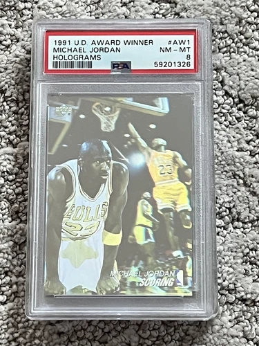 PSA 8 BASKETBALL CARD 1991 UPPER DECK AWARD WINNER HOLOGRAM MICHAEL JORDAN AW1