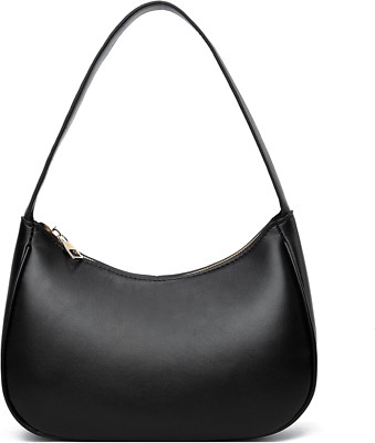 Bolsa Media Luna De Hombro Cartera De Mano Elegante Bandolera Para Mujer [Negro]