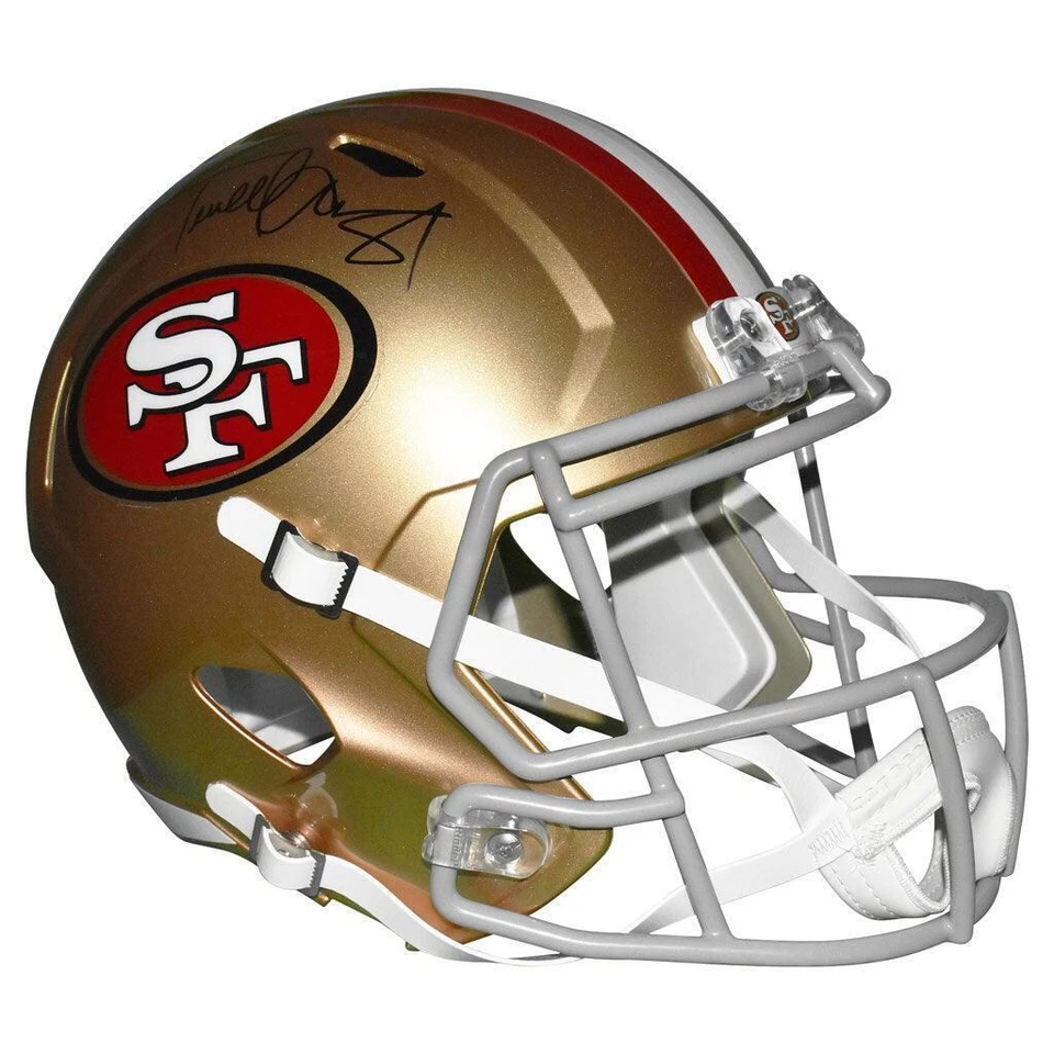 Casco de fútbol americano réplica tamaño completo de velocidad firmado por Terrell Owens de los 49ers de San Francisco Foto 3 de 4