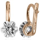 Genuine .90 cwt H-I1 Diamond 14k Rose & White Gold Earrings European Style#E1239 — photo 4