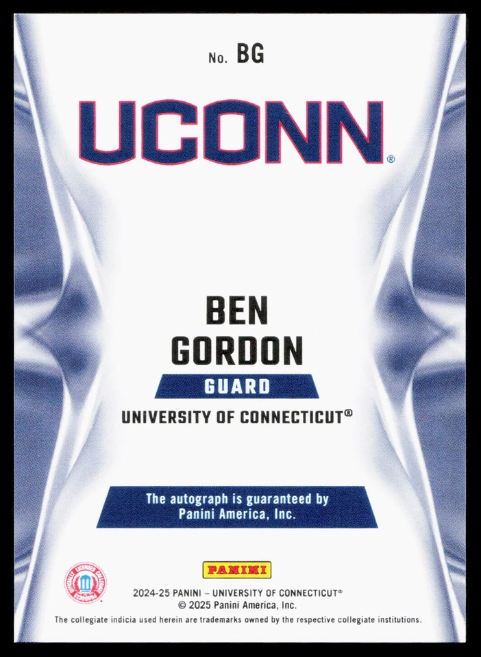 2024 BEN GORDON Panini Contenders UCONN Autograph Private Signings  AUTO /99 - Image 2 of 2