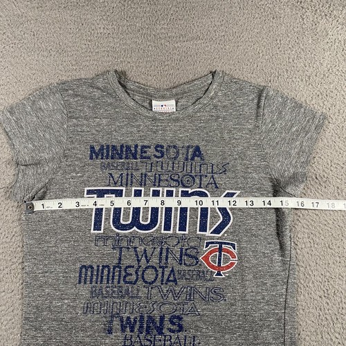Minnesota Twins Shirt Youth Large Grey Silver Logo Short Sleeve Top Tee Girls - Picture 6 of 11
