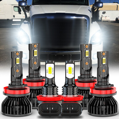 For Freightliner Cascadia 6x H11 Upgrade LED Headlight Bulbs+Fog Light White