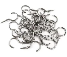 IDEALSV 60 Pcs (304) Stainless Steel Screw Ceiling Hooks 1  Assorted Sizes 