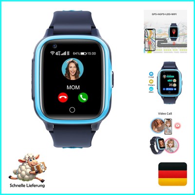 Kinder Smartwatch mit GPS und Telefon Uhr 4G WiFi Videoanruf SOS Kamera  Nach...