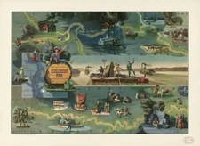 18" x 24" Map The adventures of Huckleberry Finn from the book by Mark Twain