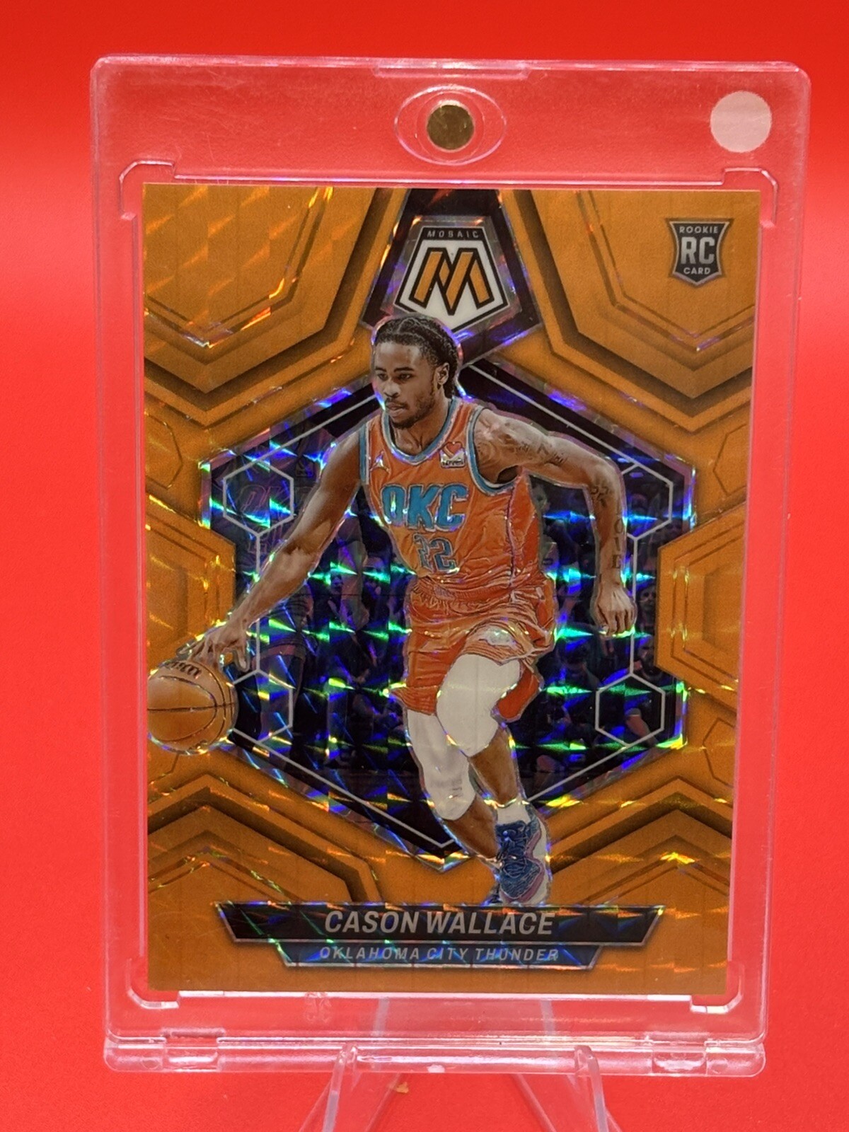 CASON WALLACE - 2023 Mosaic #258 - ORANGE FLUORESCENT #d To /25 OKC COLOR MATCH!