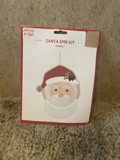 Santa Embroidery Kit - Ornament/Hanging Decor Kit - Makes 1 - Holiday Style