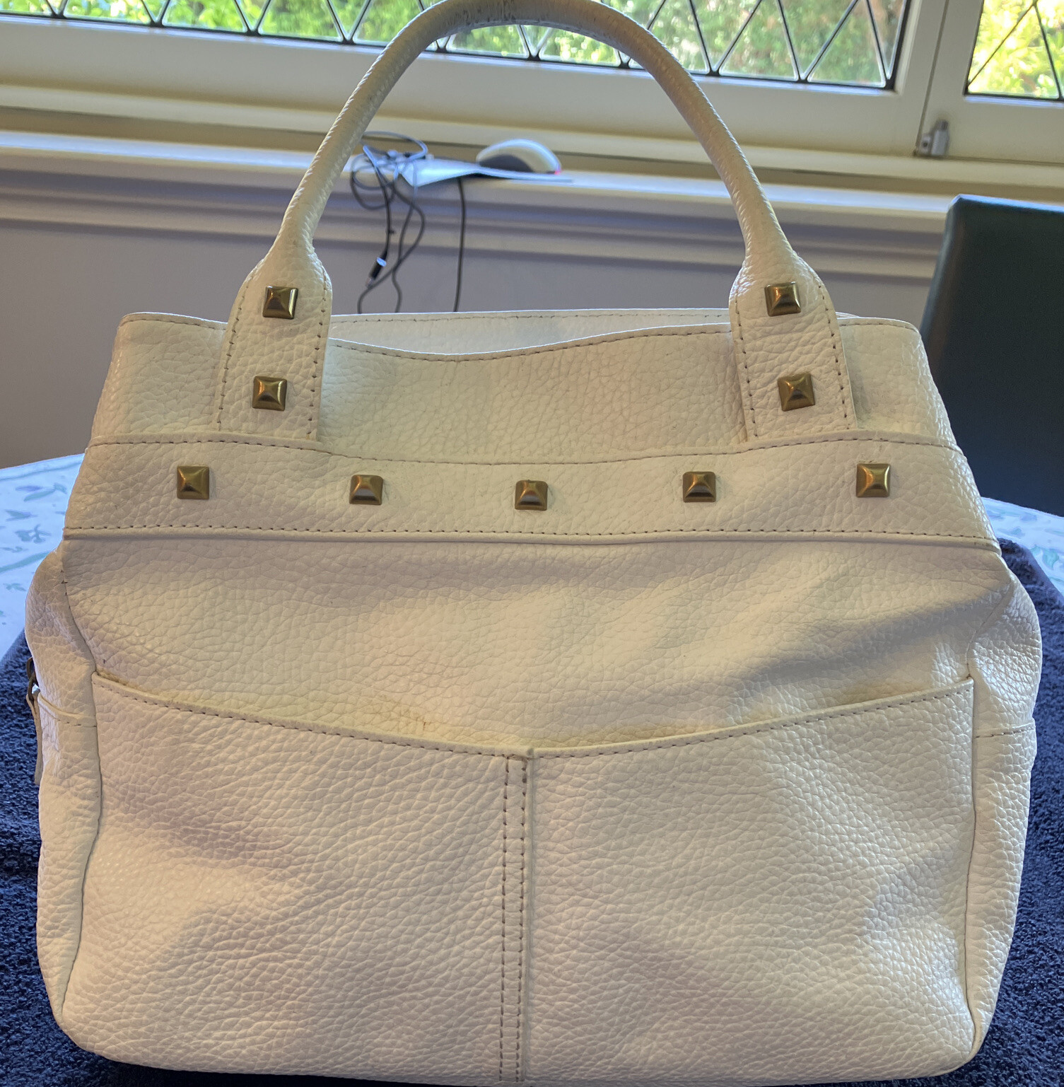 White Genuine Leather Handbag - Sleek & Stylish
