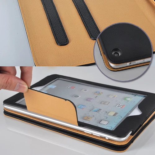 IPAD MINI 1/2 BLACK & TAN SUEDE STAND SMART MAGNETIC LEATHER CASE SLEEP WAKE - Image 4 of 4