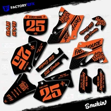 Black Orange Smokin Graphic Kit fits Yamaha Yz125 Yz250 02-05 Plates YZ 125 250