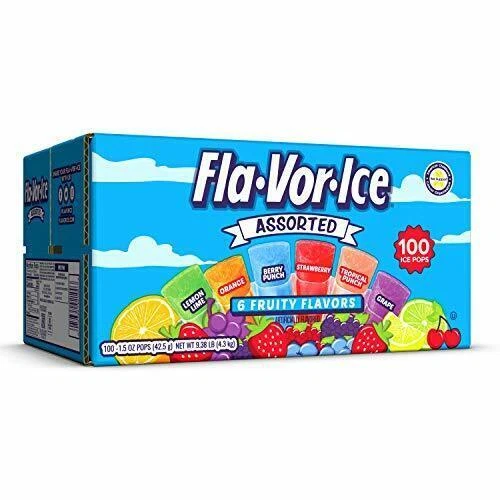 FlaVorIce Assorted Fruity Flavor Freezer Pops - 1.5 oz (Box of 100)