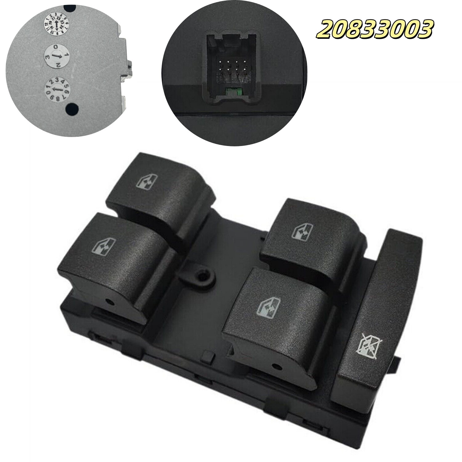 Driver Side Master Power Door Window Switch 20833003 for 10-2016 Cadillac SRX