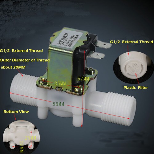 "Válvula de solenoide eléctrica G1/2" N/C con interruptor de flujo de entrada de aire de agua a presión" 5 piezas - Imagen 6 de 7