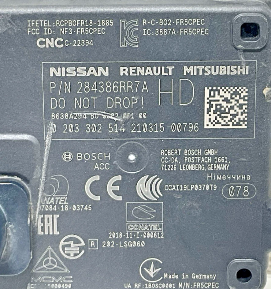 2020 Nissan Rogue Radar Distance Cruise Control Sensor 284386RR7A OEM - Bild 3 von 4