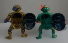 Vintage 1990 TMNT Donatello & Michelangelo Storage Shell Figures - w/ weapons