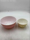 Pyrex Pink Yellow Kitchenware Round Dinner Serving And Mixing Bowl Lot Of 2