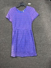 Free People Candy Woven Skater Lace Dress Womens 4 Purple Blue Short Sleeve