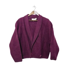 Vintage The Eagle's Eye Shawl Collar Wool Cardigan Women's Size 12 Plum Casual 