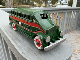 Vintage cast iron Pickwick Nite Coach toy bus by Kenton Toys 1930