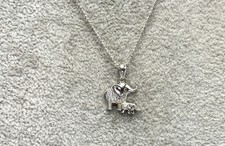 NWT-Sterling Silver, CZ Elephants Pendant Necklace