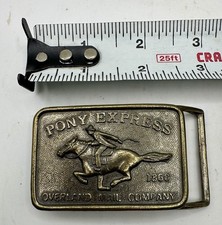 VTG Pony Express Overland Mail Company 1860 Small Belt Buckle Fits 1.25 Belt