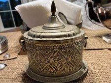 Vintage Middle Eastern Decorative Metal Lidded Box