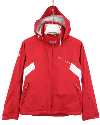 Helly Hansen Womens Jacket M Red Adjustable Waterproof Zip Up Hood