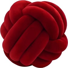 Knot Ball Pillows, Round Throw Pillow Cushion Home 8.5"/22cm, Dark Red