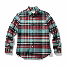 Goodfellow  Co Every Wear Oxford Plaid Shirt Slim Fit M Burgundy Teal