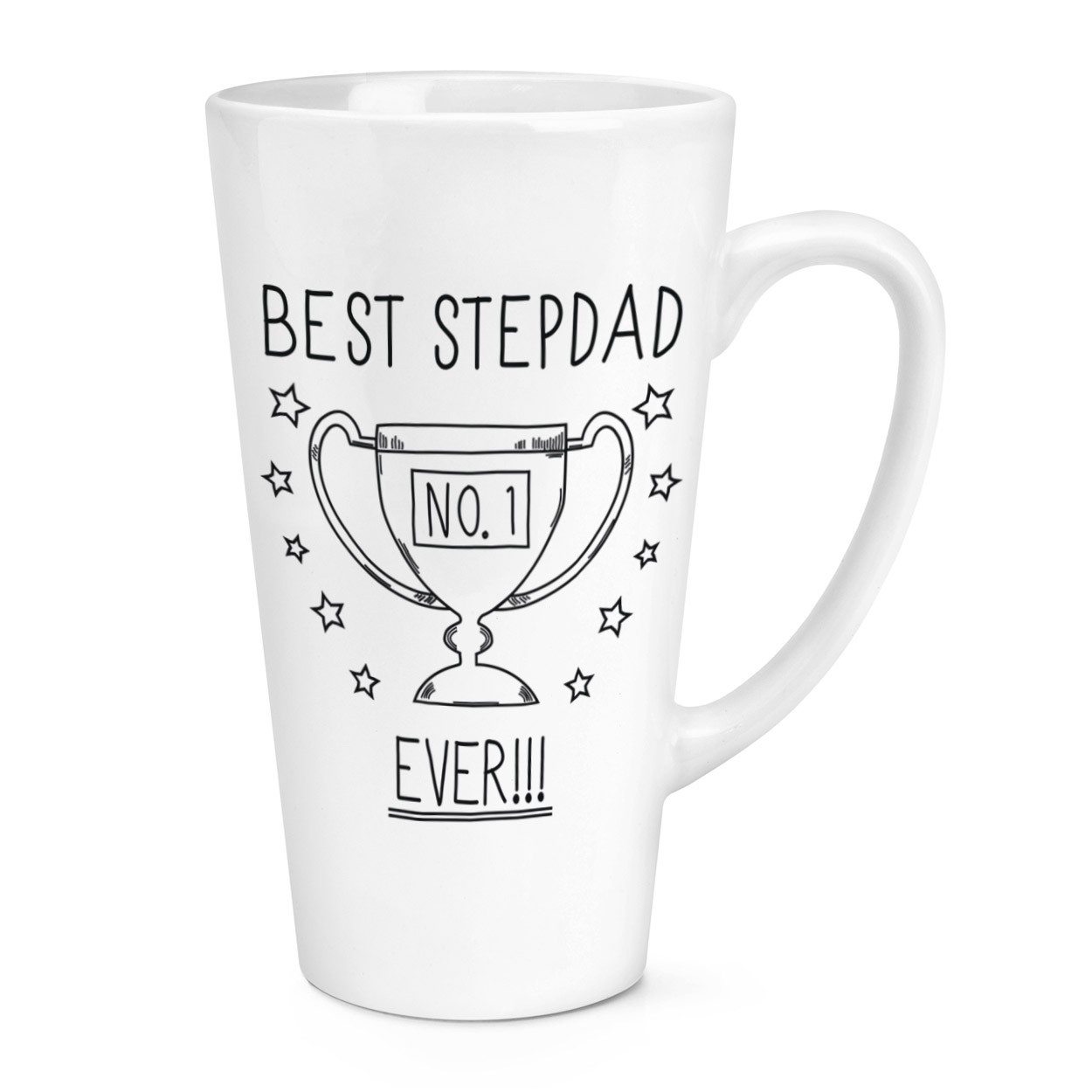 Best Stepdad Ever No.1 Trophy 17oz Large Latte Mug Cup - Funny Fathers Day